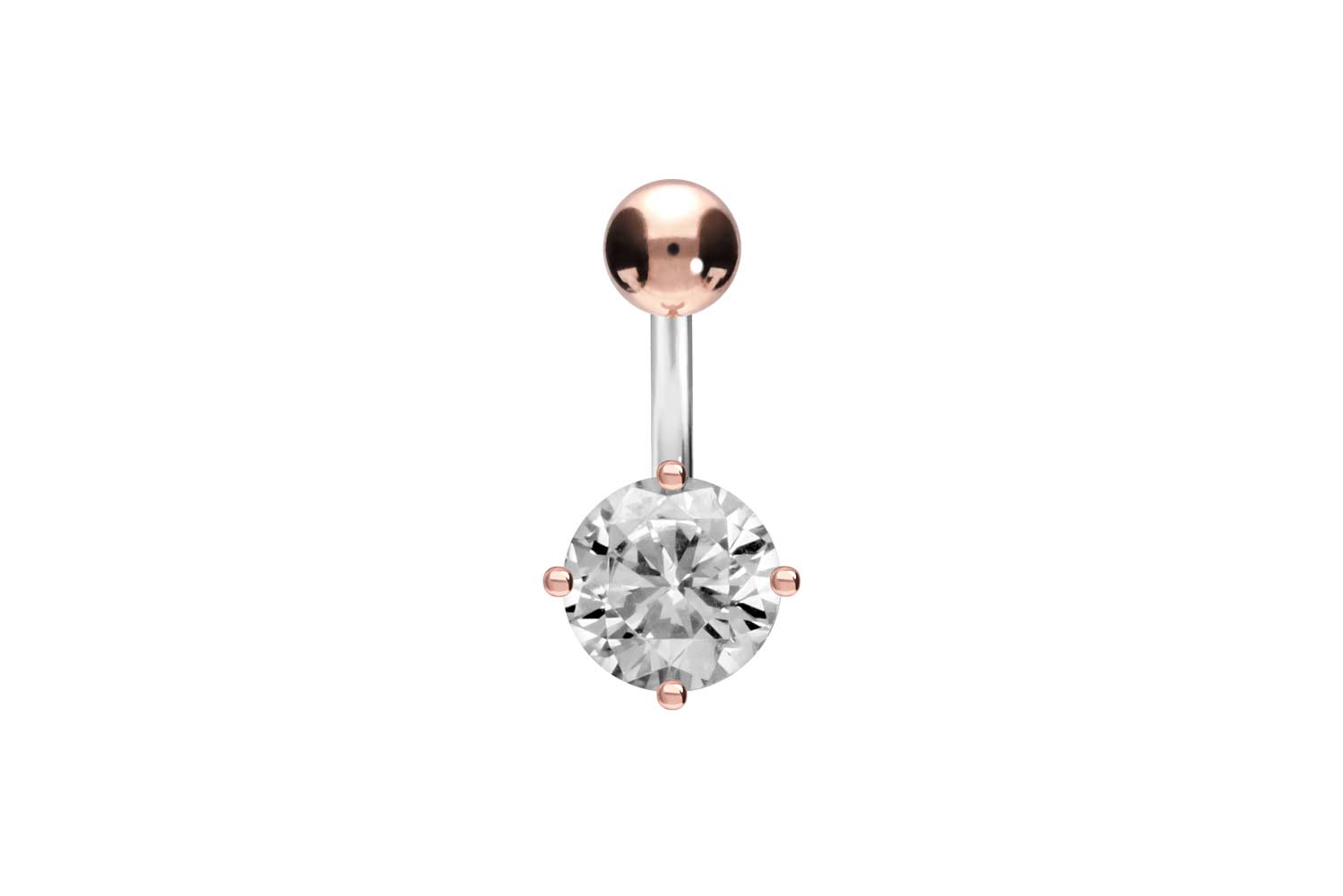 Titan Bananabell Piercing mit 925er Silber-Design RUNDER KRISTALL